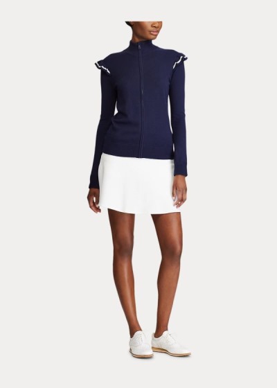 Women's Ralph Lauren Ruffle-Trim Zip Golf Sweater | 206459VBT